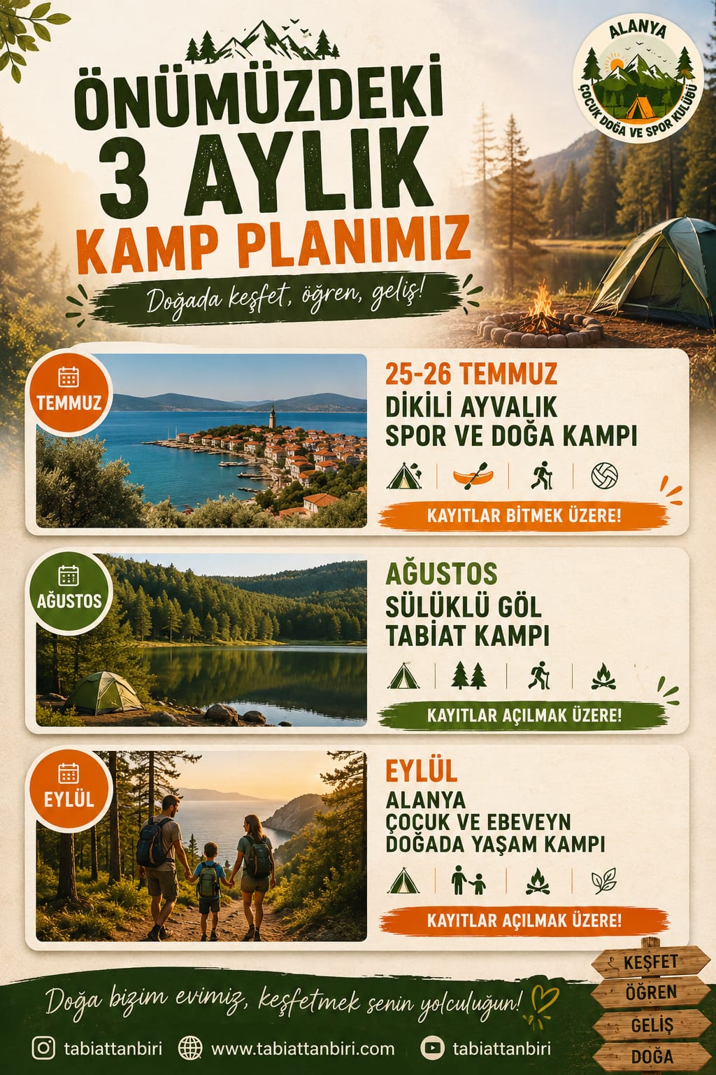 Tabiattanbiri 3 aylık kamp planı
